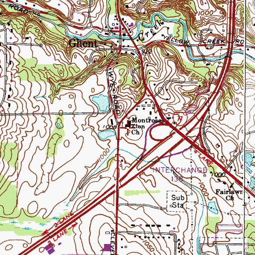 Topographic Map of Montrose Zion United Methodist Church, OH