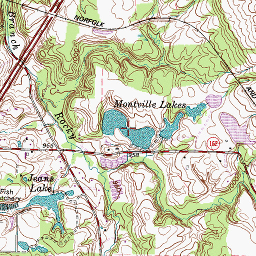 Topographic Map of Montville Lakes, OH