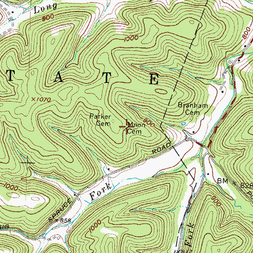Topographic Map of Moon Cemetery, OH