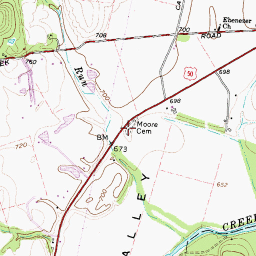 Topographic Map of Moore Cemetery, OH