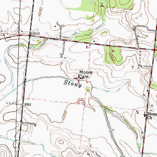 Topographic Map of Moore Cemetery, OH
