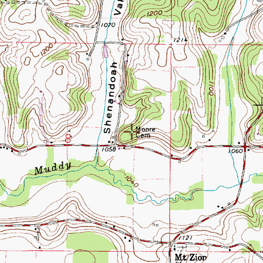 Topographic Map of Moore Cemetery, OH