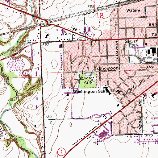 Topographic Map of Moore Park, OH