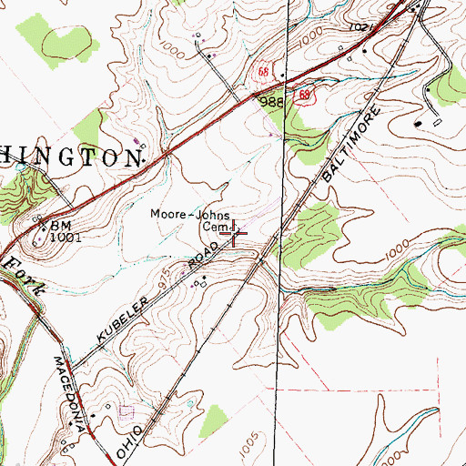 Topographic Map of Moore-Johns Cemetery, OH
