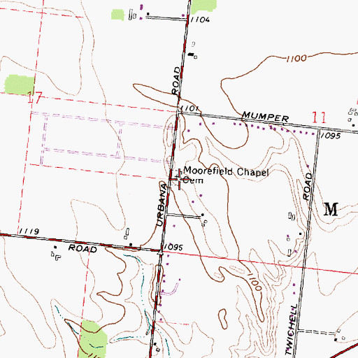 Topographic Map of Moorefield Chapel Cemetery, OH
