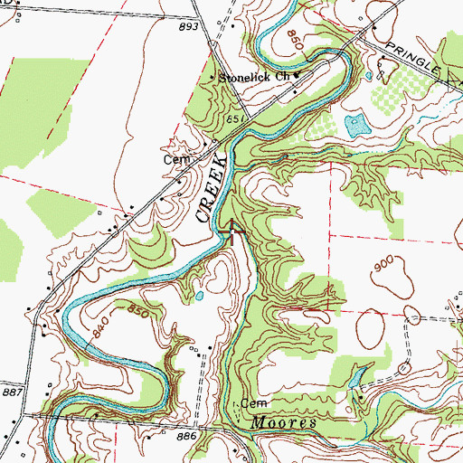 Topographic Map of Moores Fork, OH
