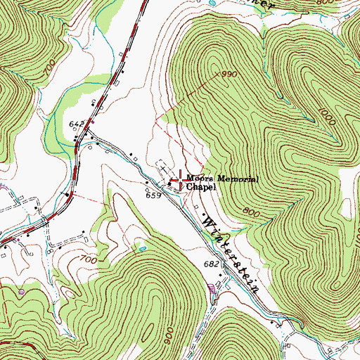 Topographic Map of Moors Memorial Chapel, OH