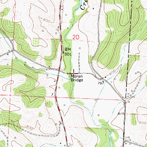 Topographic Map of Moran Bridge, OH