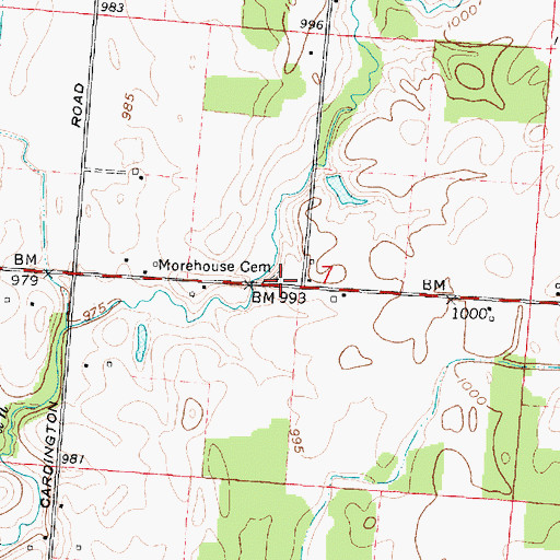 Topographic Map of Morehouse Cemetery, OH