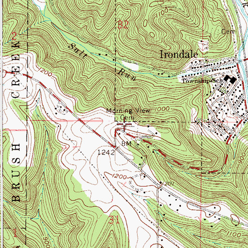 Topographic Map of Morning View Cemetery, OH