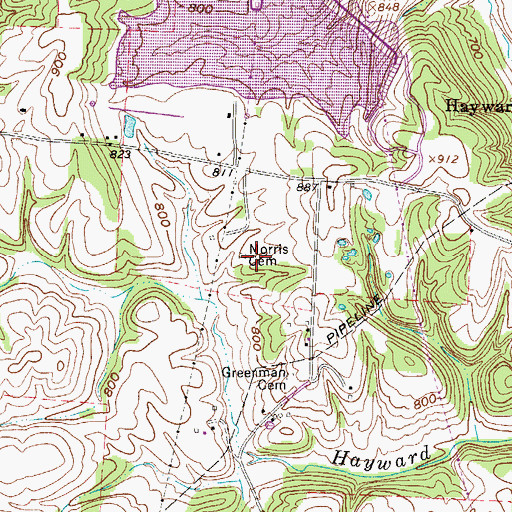 Topographic Map of Morris Cemetery, OH