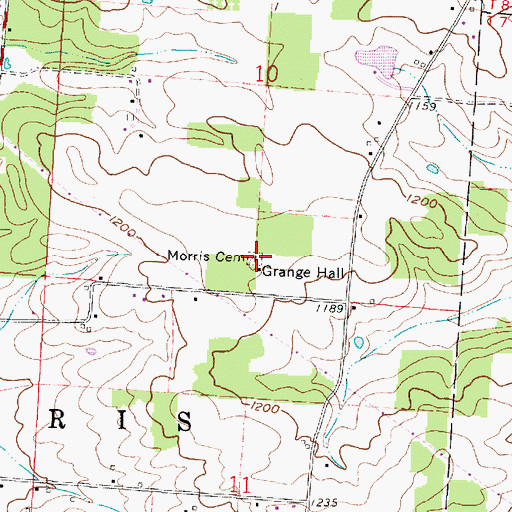 Topographic Map of Morris Cemetery, OH