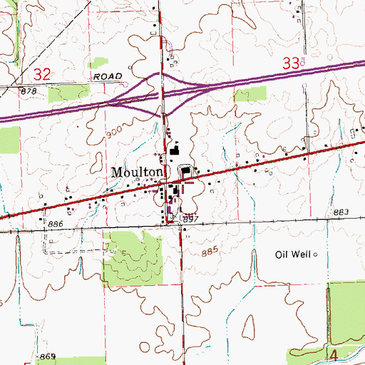 Topographic Map of Moulton, OH