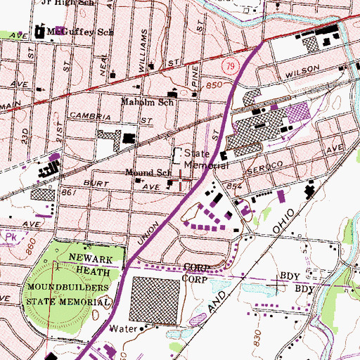 Topographic Map of Mound School, OH