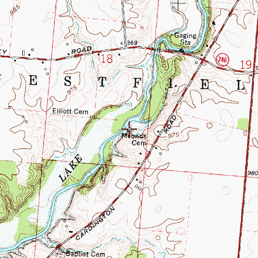 Topographic Map of Mounds Cemetery, OH