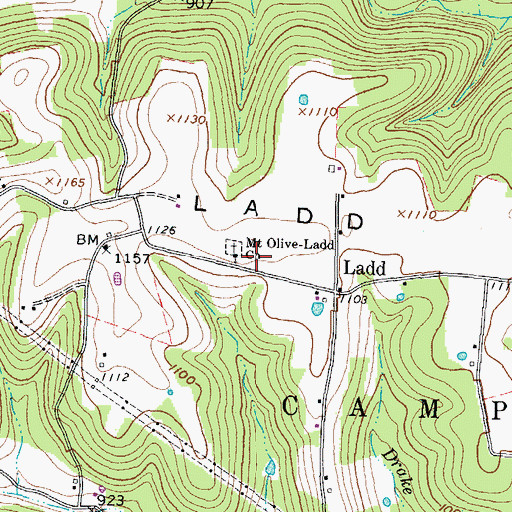 Topographic Map of Mount Olive-Ladd Church, OH