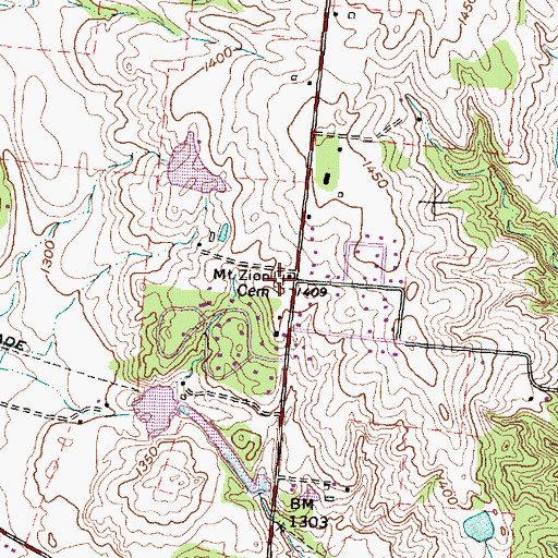 Topographic Map of Mount Zion Cemetery, OH