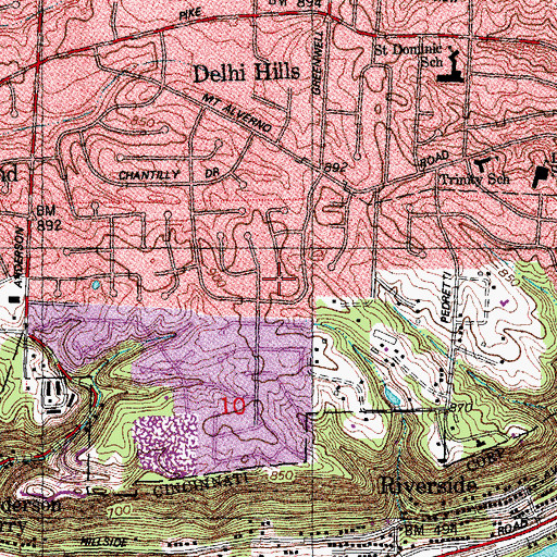 Topographic Map of Mount Alverno School, OH