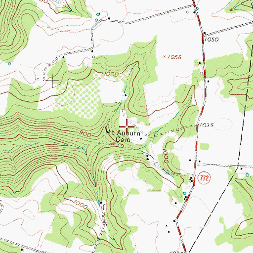 Topographic Map of Mount Auburn Cemetery, OH