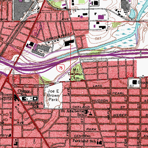 Topographic Map of Mount Carmel Cemetery, OH