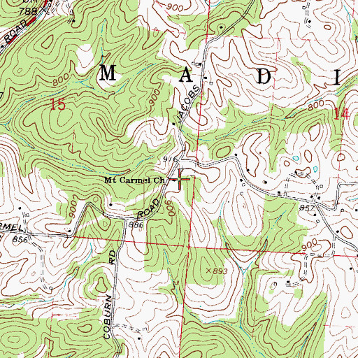Topographic Map of Mount Carmel Church, OH