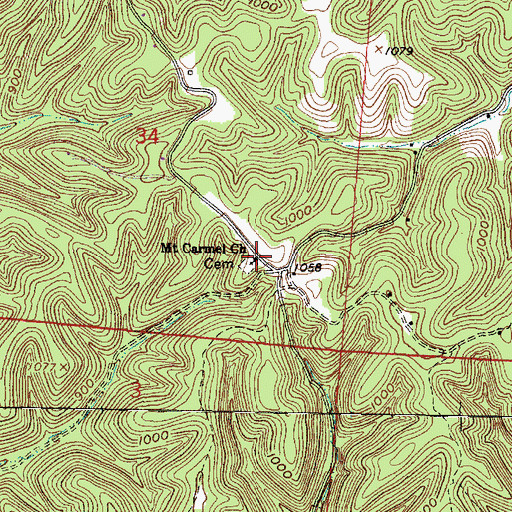 Topographic Map of Mount Carmel Church, OH