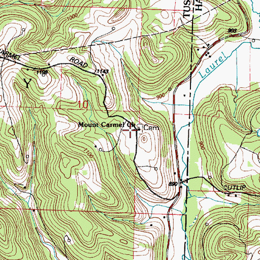 Topographic Map of Mount Carmel Church, OH