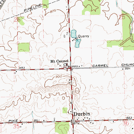 Topographic Map of Mount Carmel Church, OH