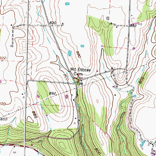 Topographic Map of Mount Ettney Cemetery, OH