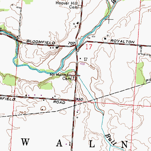 Topographic Map of Mount Herman Cemetery, OH