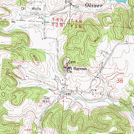 Topographic Map of Mount Herman Church, OH