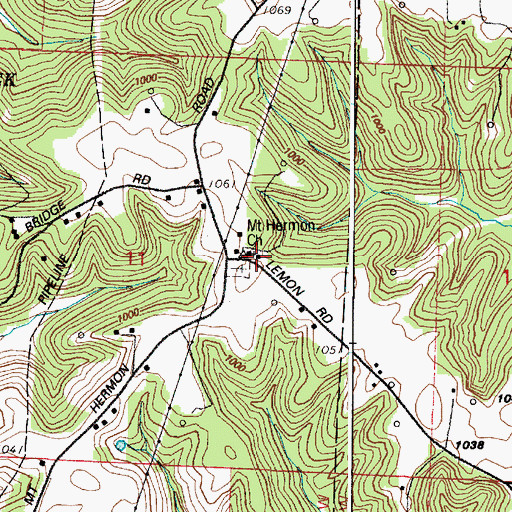 Topographic Map of Mount Herman Church, OH