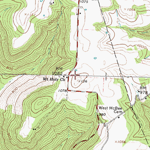 Topographic Map of Mount Holy Church, OH