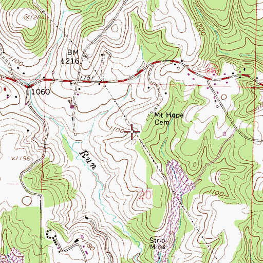 Topographic Map of Mount Hope Cemetery, OH