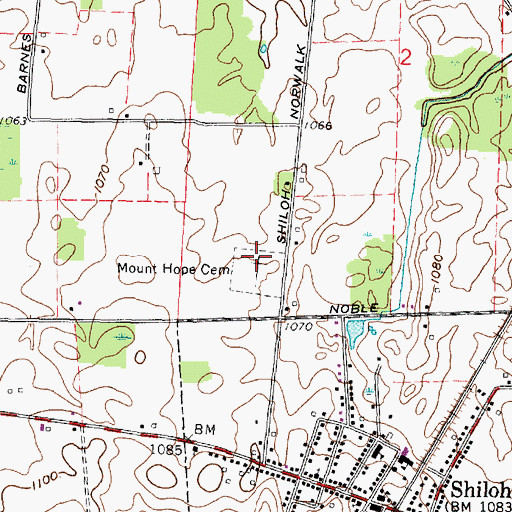 Topographic Map of Mount Hope Cemetery, OH