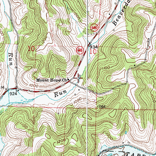 Topographic Map of Mount Hope Church, OH