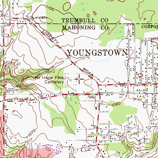 Topographic Map of Mount Hope Park Cemetery, OH
