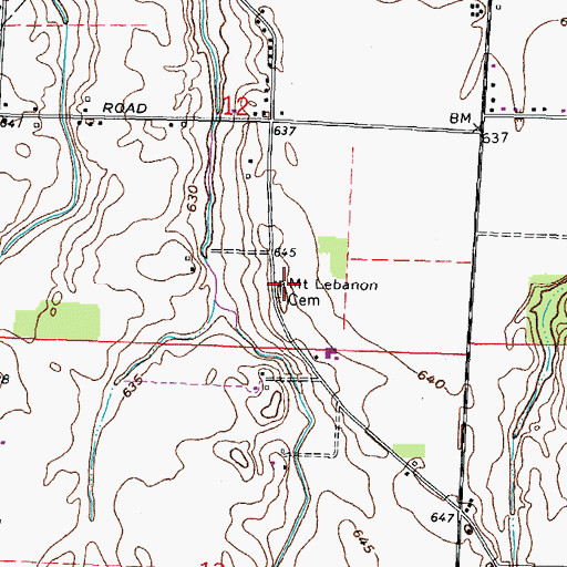 Topographic Map of Mount Lebanon Cemetery, OH
