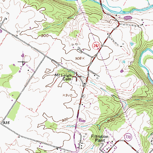 Topographic Map of Mount Leigh Cemetery, OH