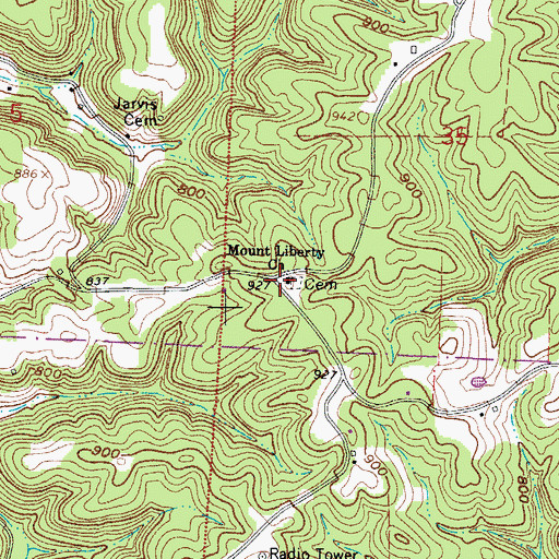 Topographic Map of Mount Liberty Church, OH