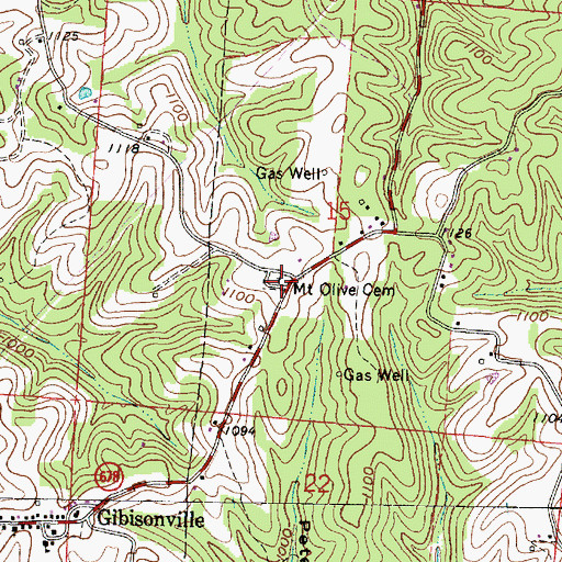 Topographic Map of Mount Olive Cemetery, OH