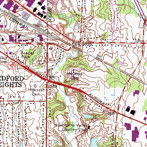 Topographic Map of Mount Olive Cemetery, OH