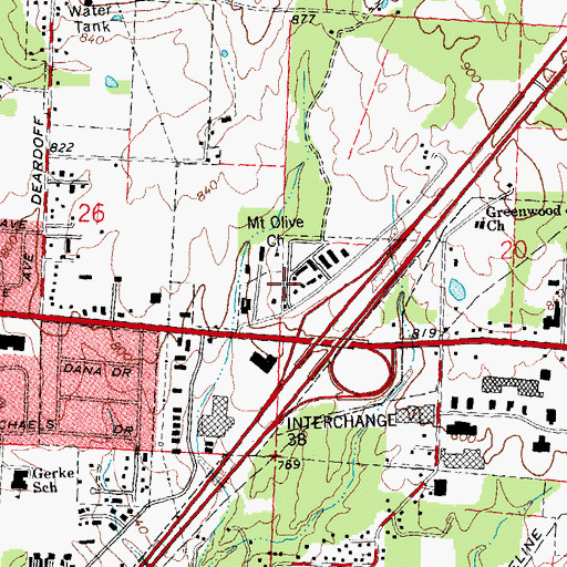 Topographic Map of Mount Olive Church, OH