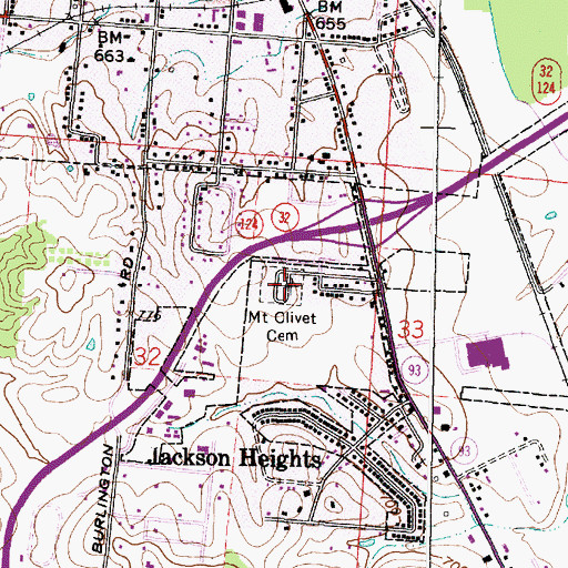 Topographic Map of Mount Olivet Cemetery, OH