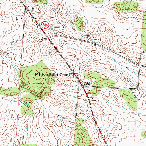 Topographic Map of Mount Pleasant Cemetery, OH