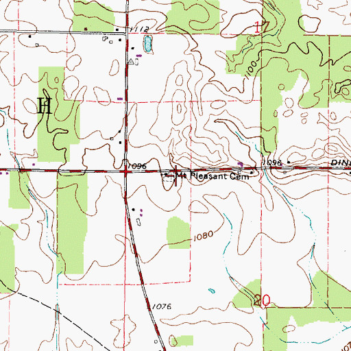 Topographic Map of Mount Pleasant Cemetery, OH