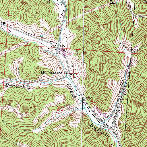 Topographic Map of Mount Pleasant Church, OH