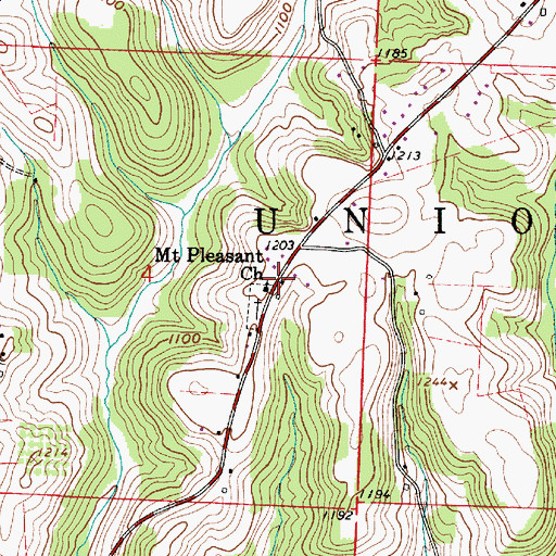 Topographic Map of Mount Pleasant Church, OH