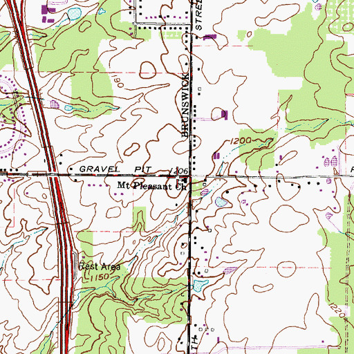 Topographic Map of Mount Pleasant Church, OH