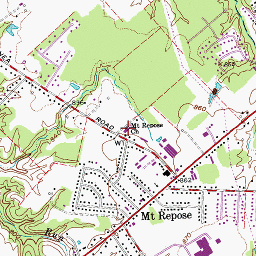 Topographic Map of Mount Repose Church, OH